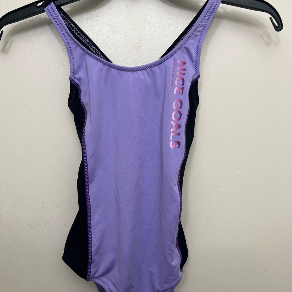 Zara Lilac and Black One-Piece Swimsuit